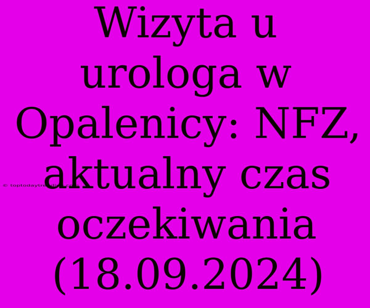 Wizyta U Urologa W Opalenicy: NFZ, Aktualny Czas Oczekiwania (18.09.2024)