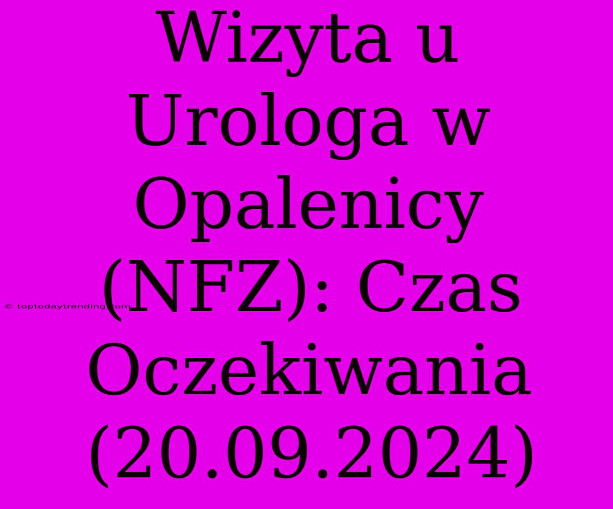 Wizyta U Urologa W Opalenicy (NFZ): Czas Oczekiwania (20.09.2024)