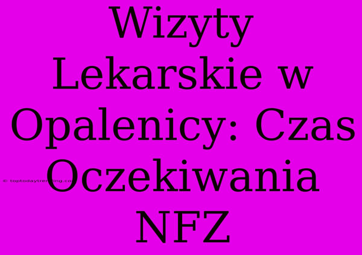 Wizyty Lekarskie W Opalenicy: Czas Oczekiwania NFZ