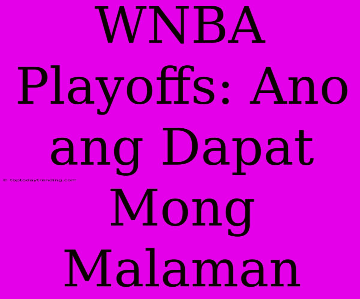 WNBA Playoffs: Ano Ang Dapat Mong Malaman