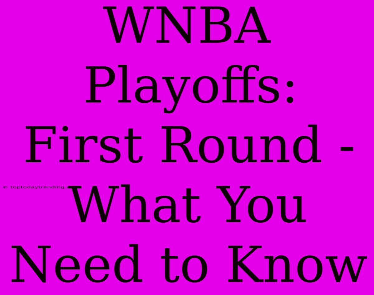 WNBA Playoffs:  First Round -  What You Need To Know