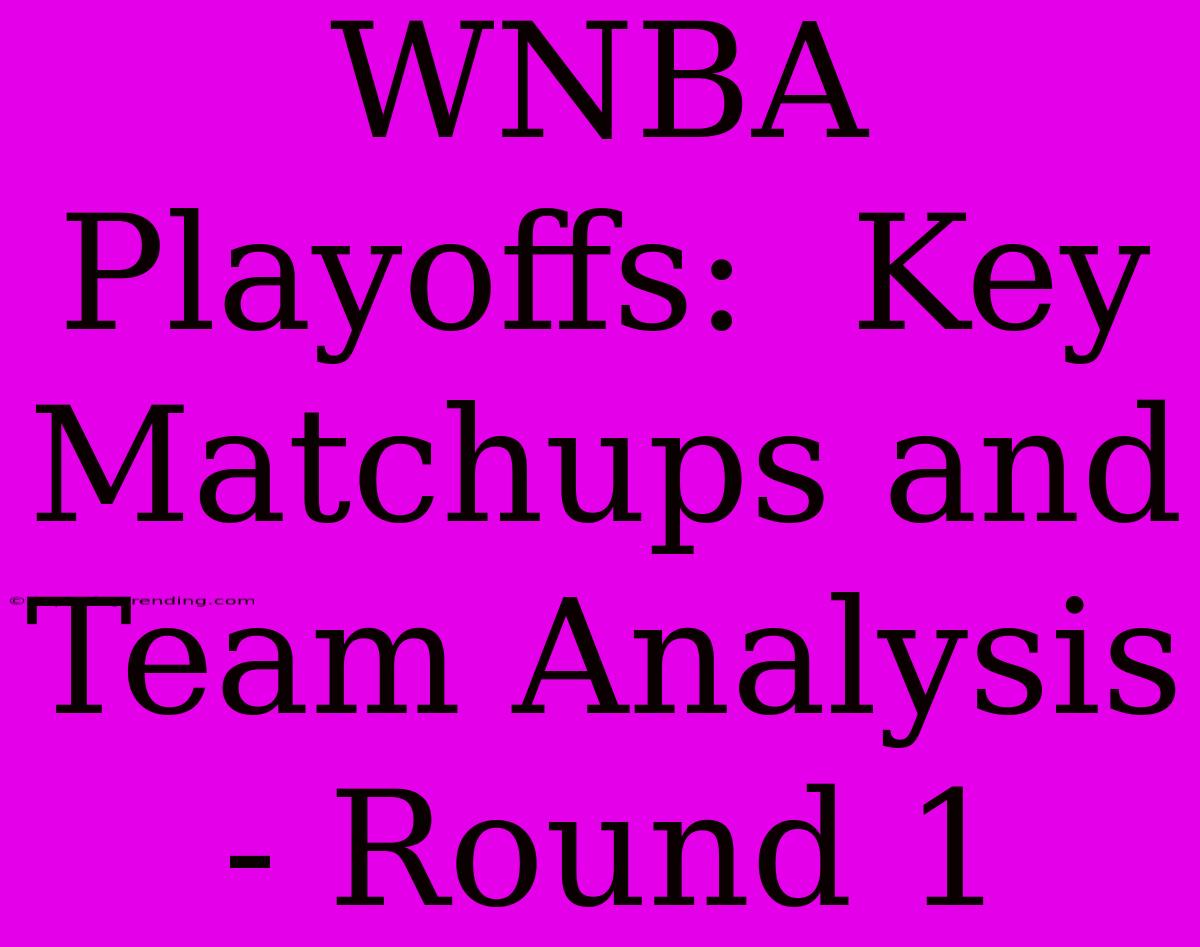 WNBA Playoffs:  Key Matchups And Team Analysis - Round 1