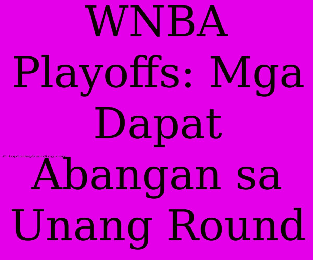 WNBA Playoffs: Mga Dapat Abangan Sa Unang Round