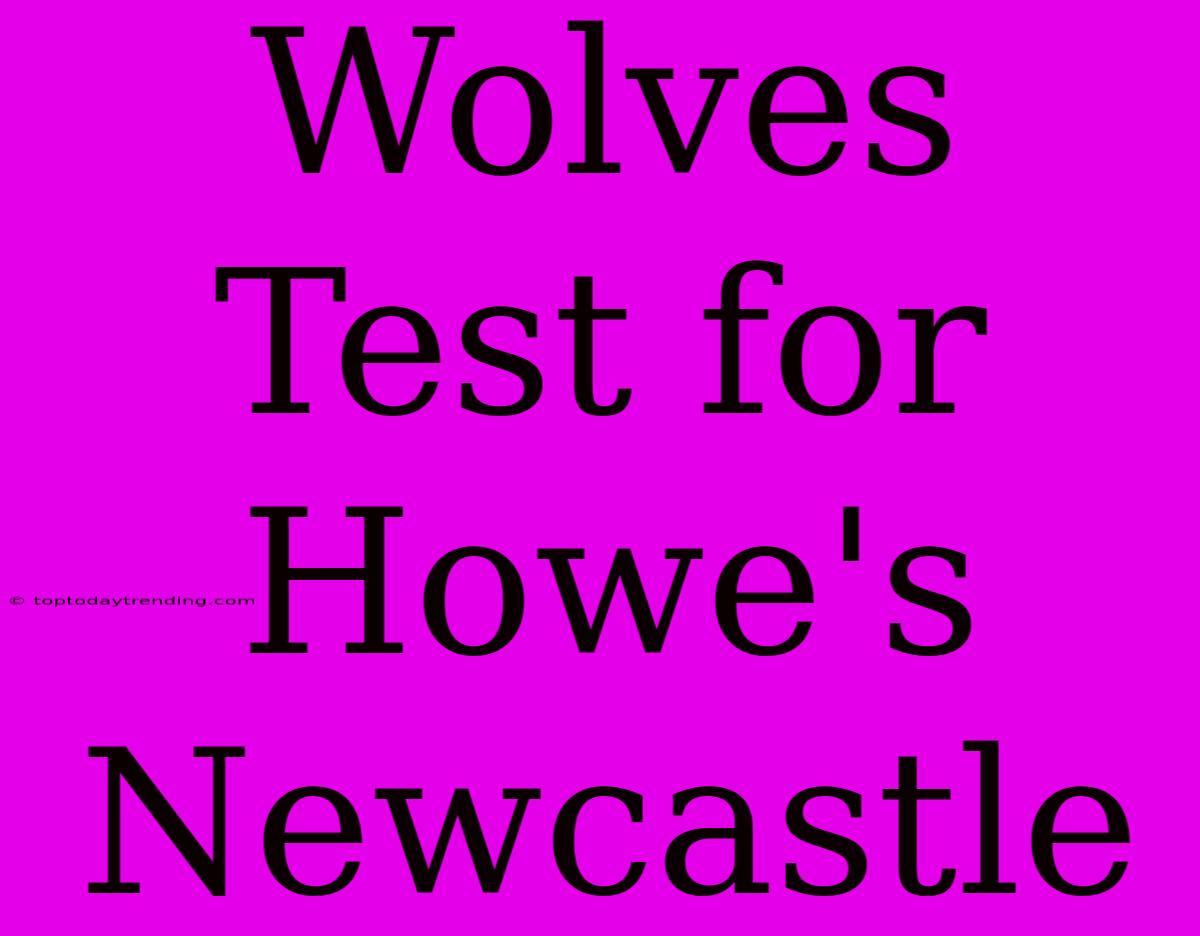 Wolves Test For Howe's Newcastle