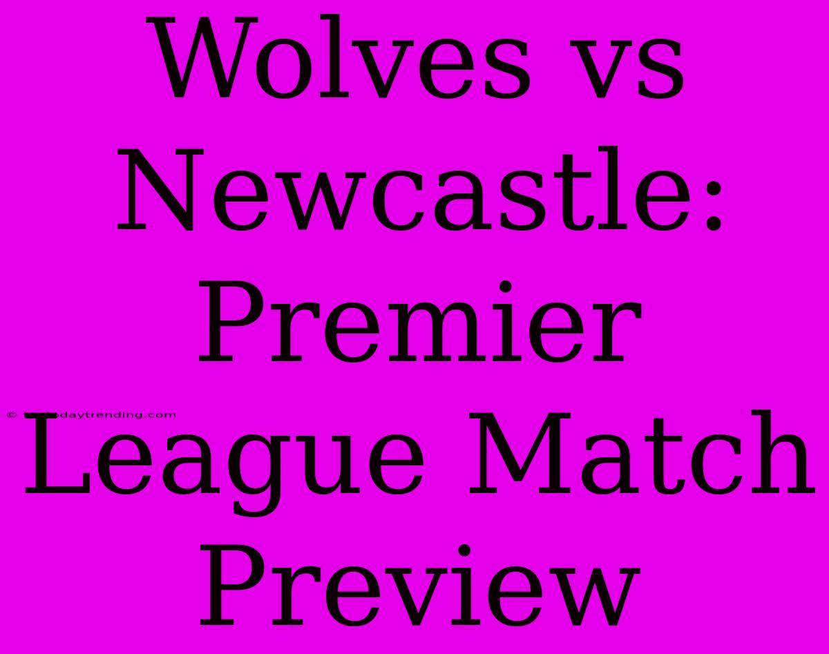 Wolves Vs Newcastle: Premier League Match Preview