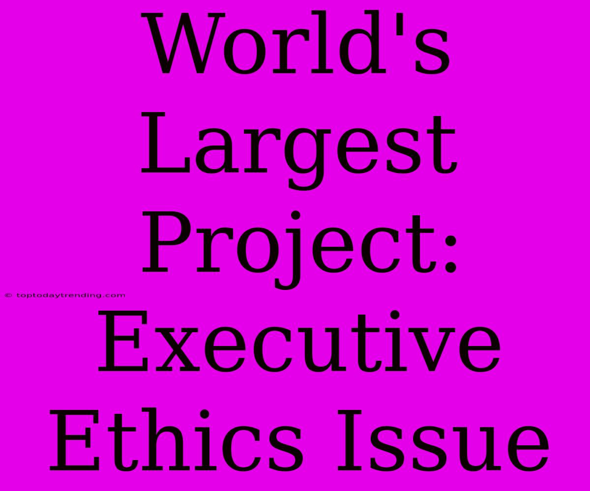 World's Largest Project: Executive Ethics Issue