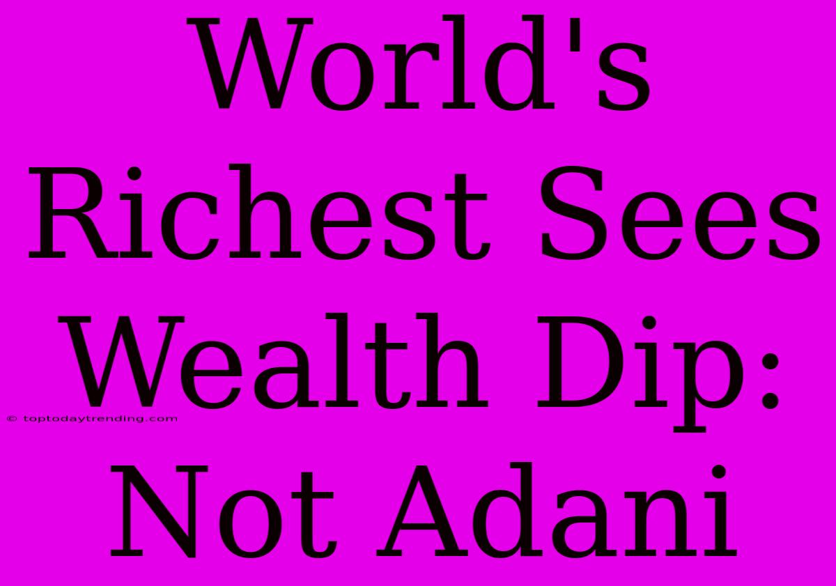 World's Richest Sees Wealth Dip: Not Adani