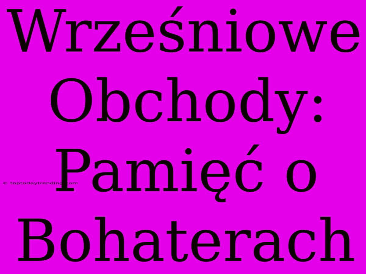 Wrześniowe Obchody: Pamięć O Bohaterach