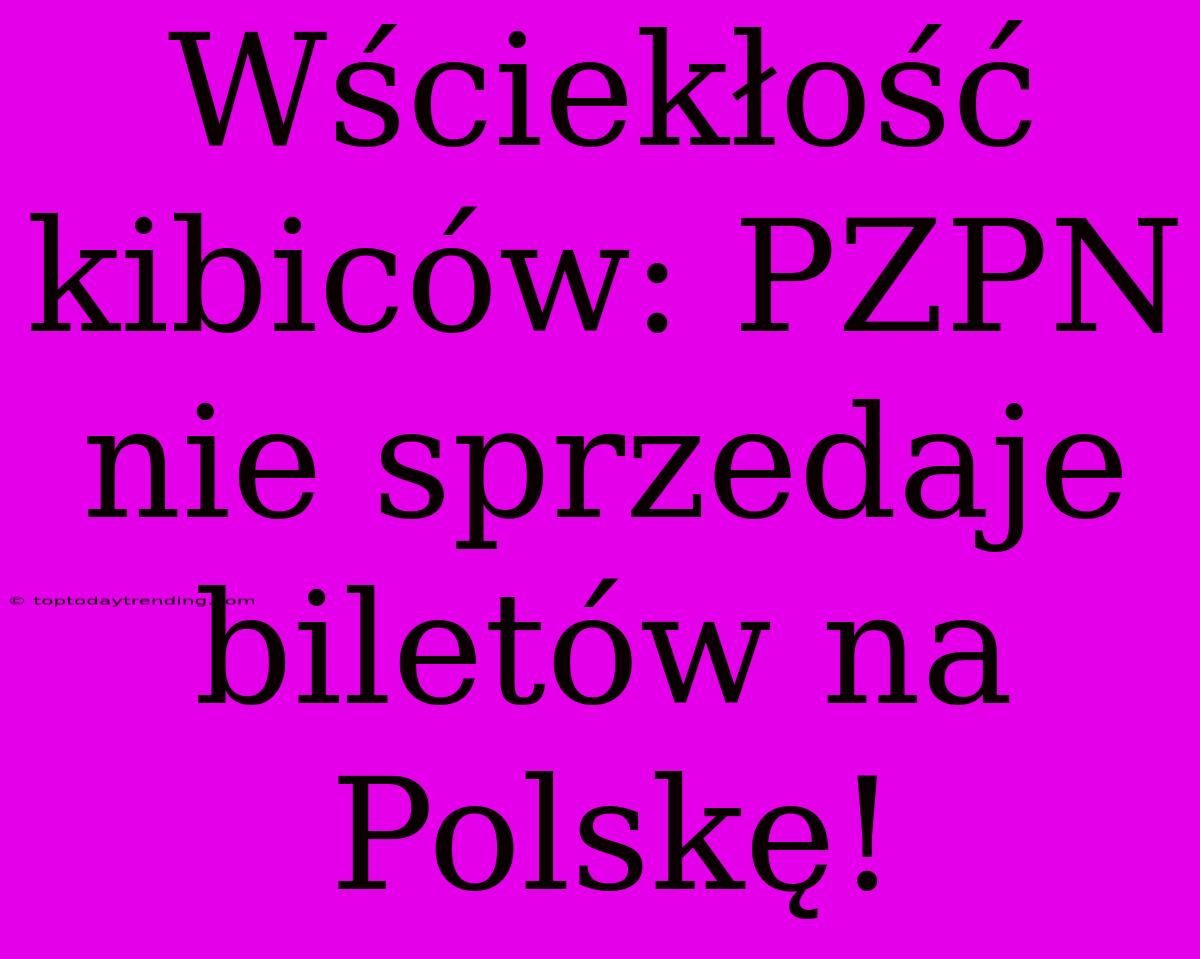 Wściekłość Kibiców: PZPN Nie Sprzedaje Biletów Na Polskę!