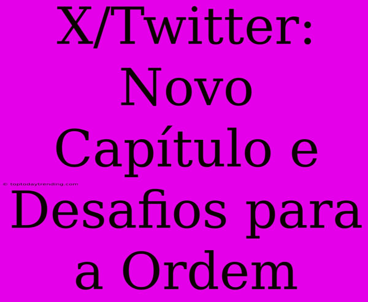 X/Twitter: Novo Capítulo E Desafios Para A Ordem