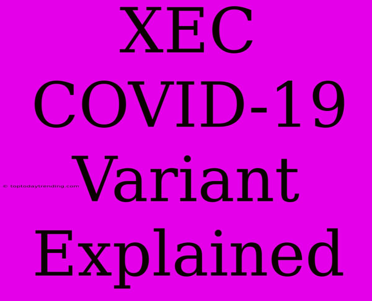 XEC COVID-19 Variant Explained