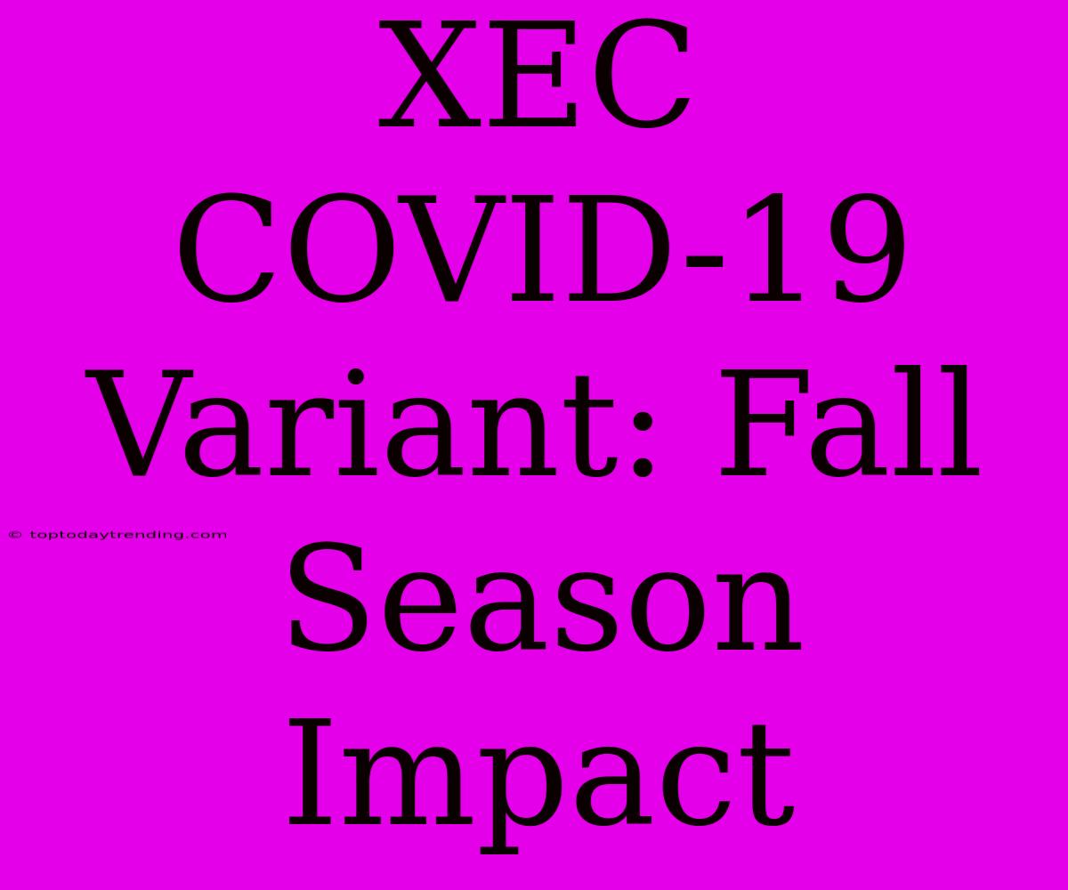 XEC COVID-19 Variant: Fall Season Impact