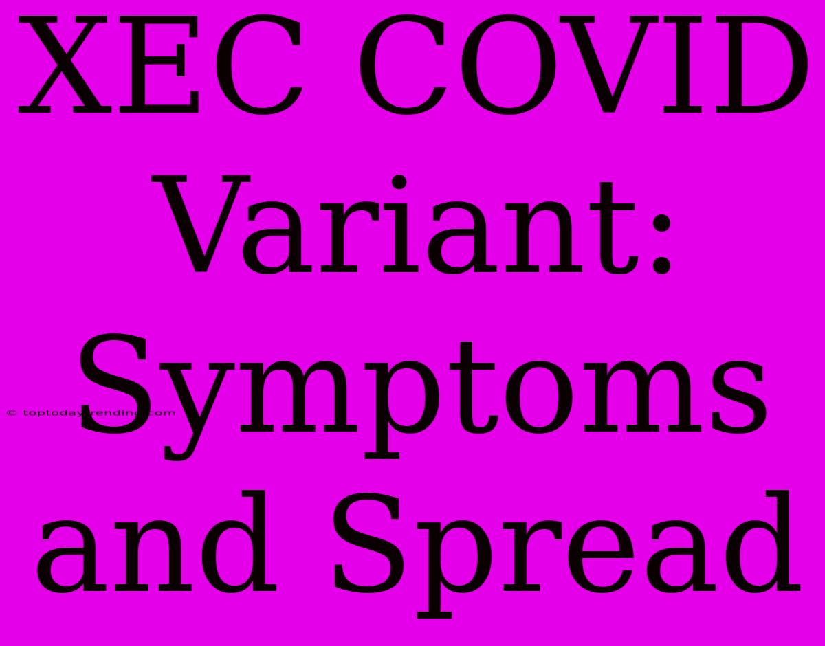 XEC COVID Variant: Symptoms And Spread