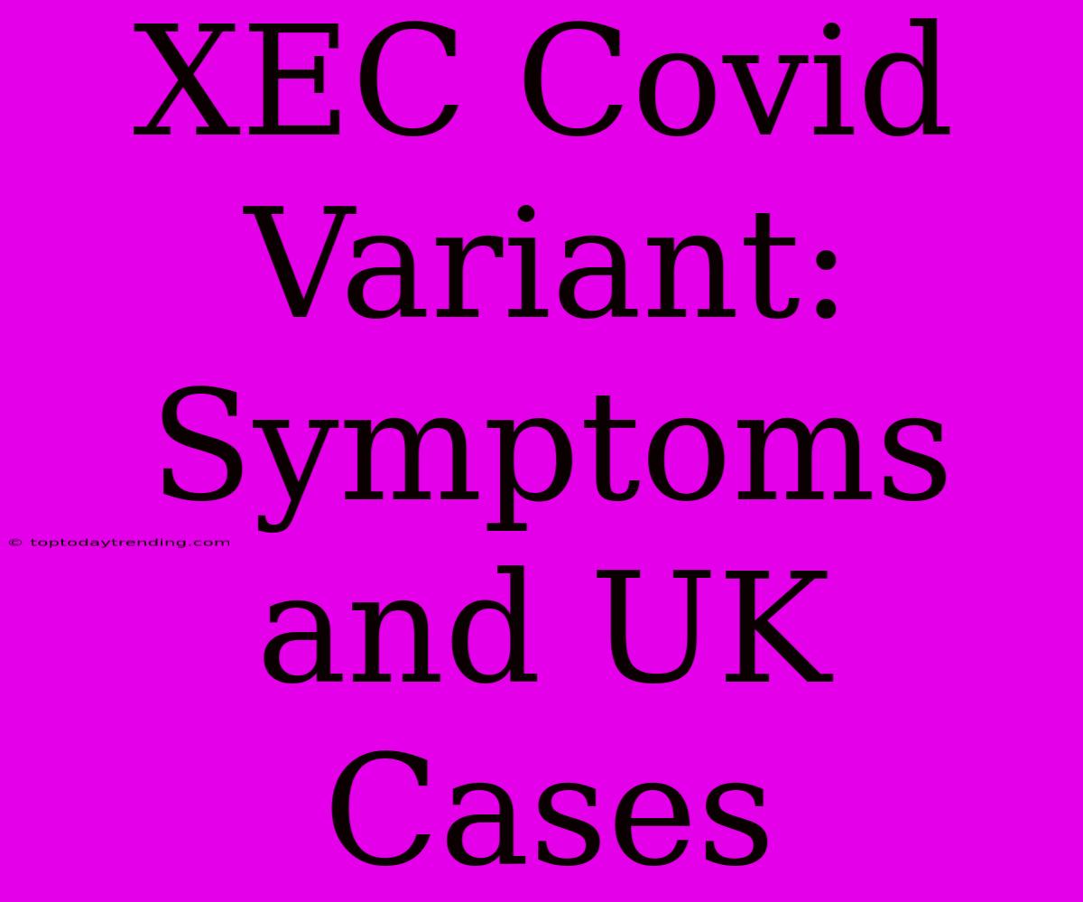 XEC Covid Variant: Symptoms And UK Cases