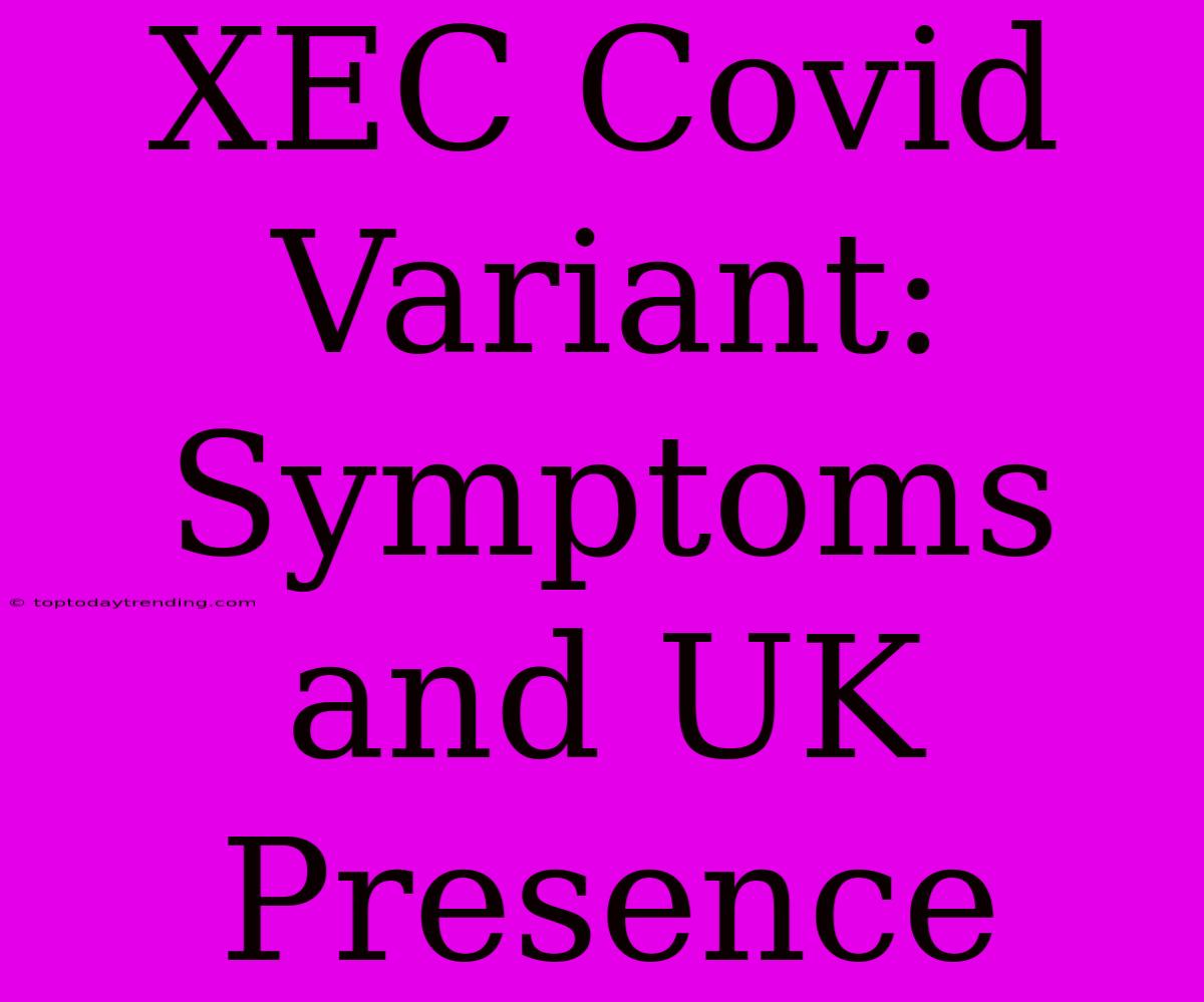 XEC Covid Variant: Symptoms And UK Presence