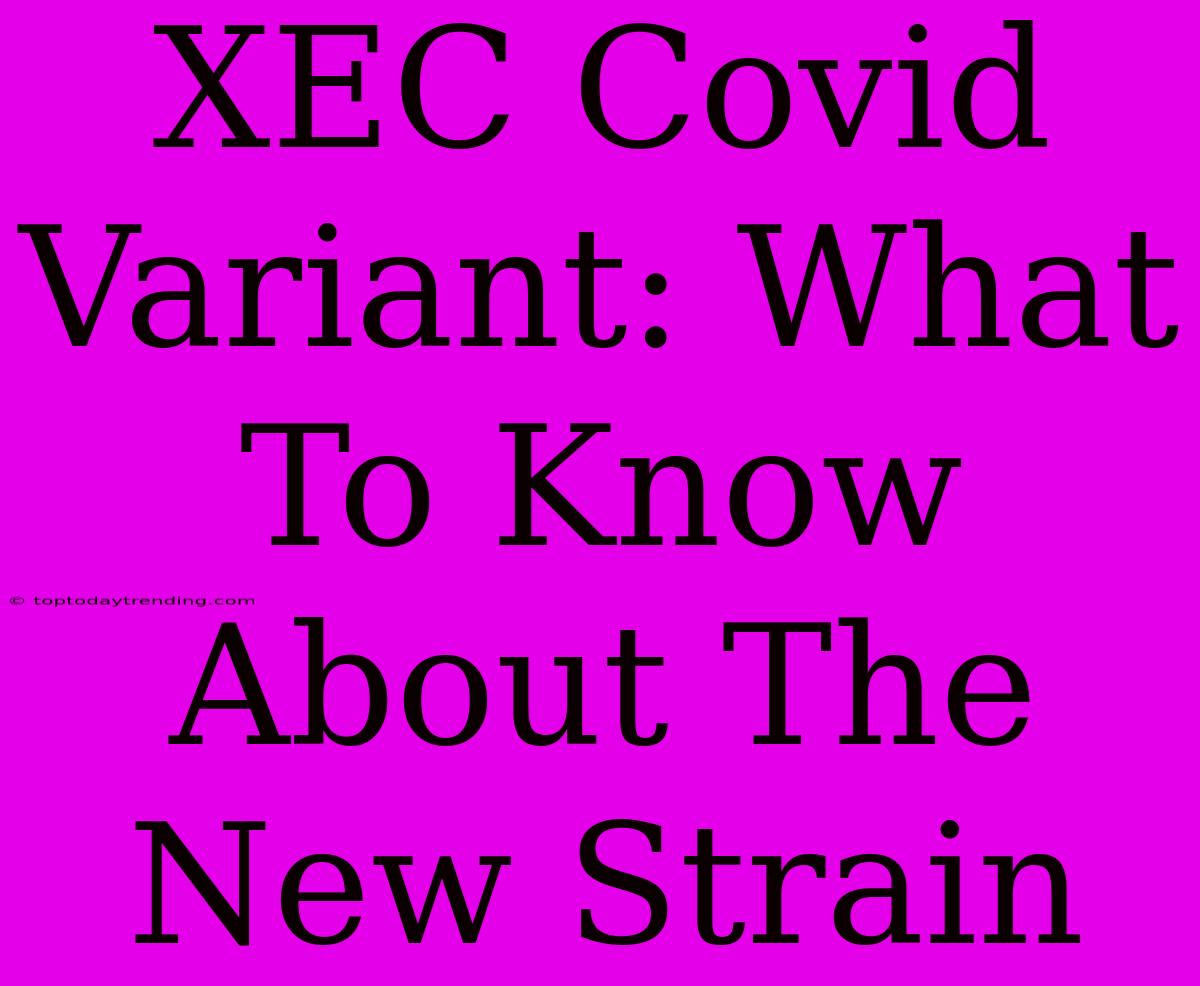 XEC Covid Variant: What To Know About The New Strain