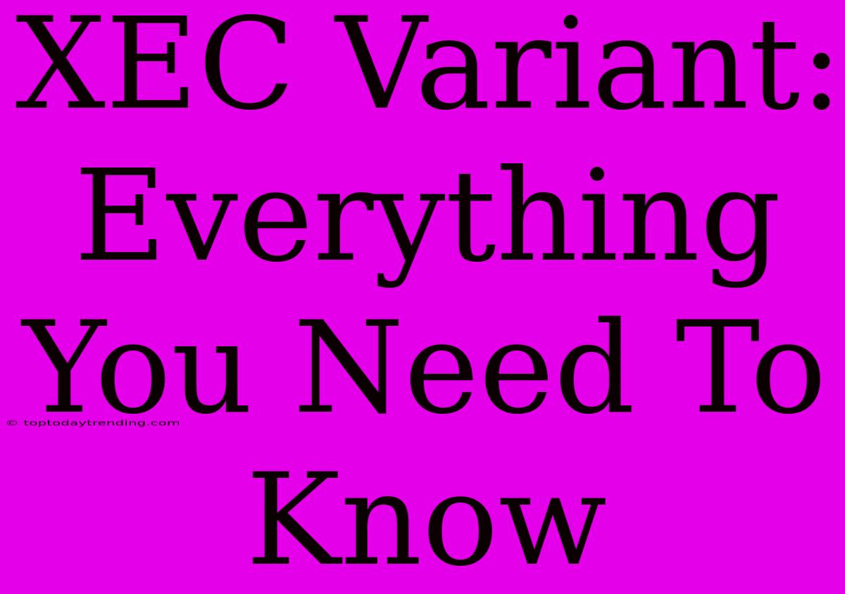 XEC Variant: Everything You Need To Know