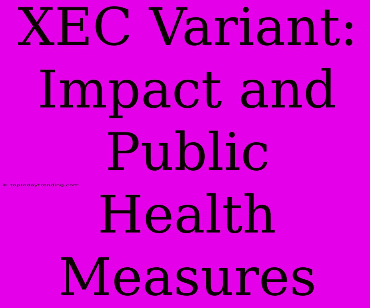 XEC Variant: Impact And Public Health Measures