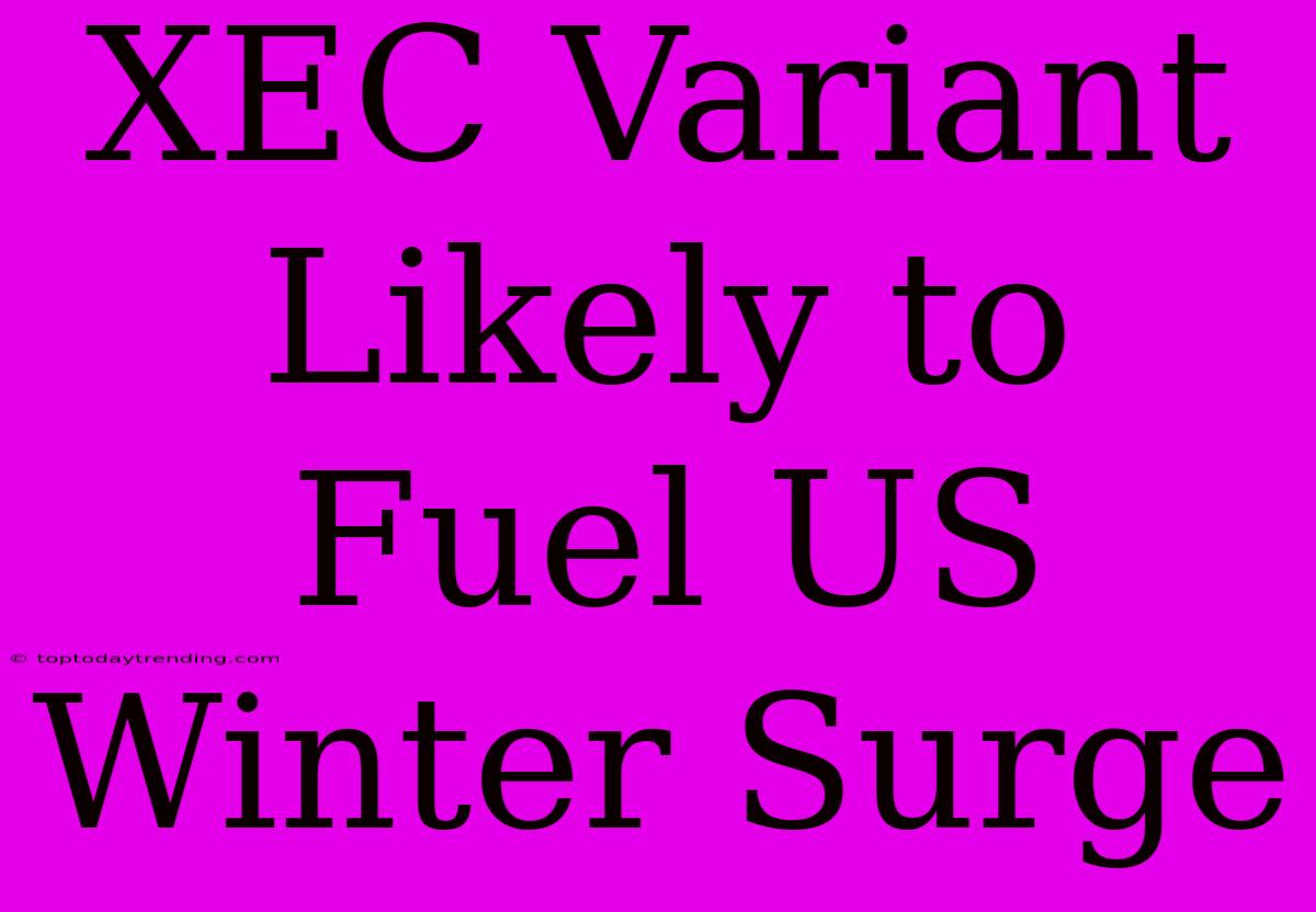 XEC Variant Likely To Fuel US Winter Surge