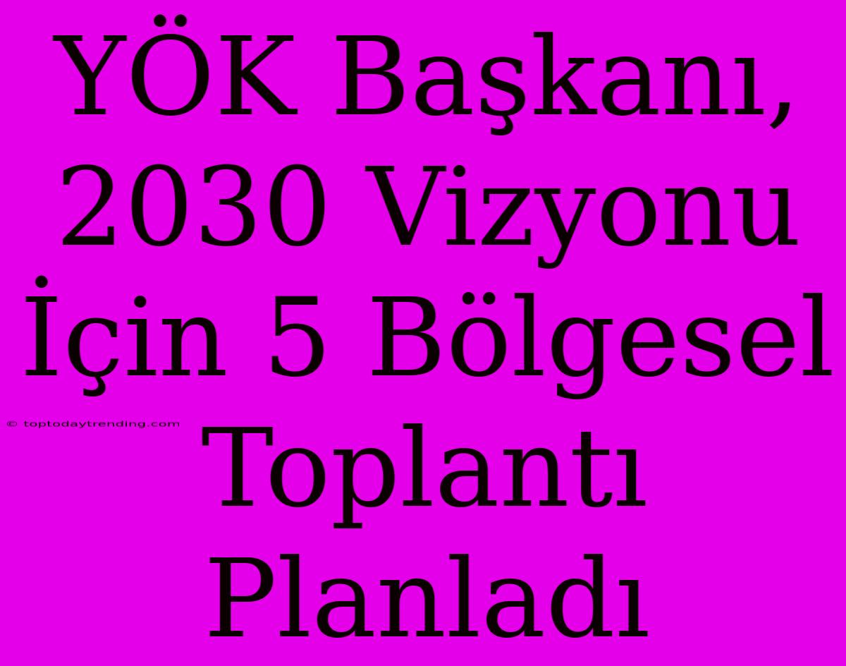 YÖK Başkanı, 2030 Vizyonu İçin 5 Bölgesel Toplantı Planladı