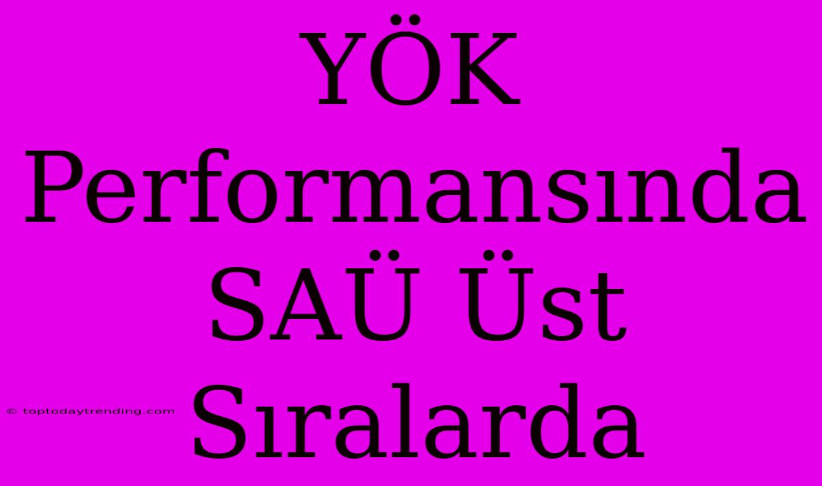 YÖK Performansında SAÜ Üst Sıralarda