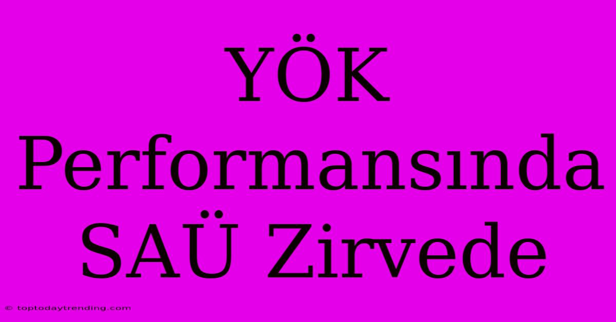 YÖK Performansında SAÜ Zirvede