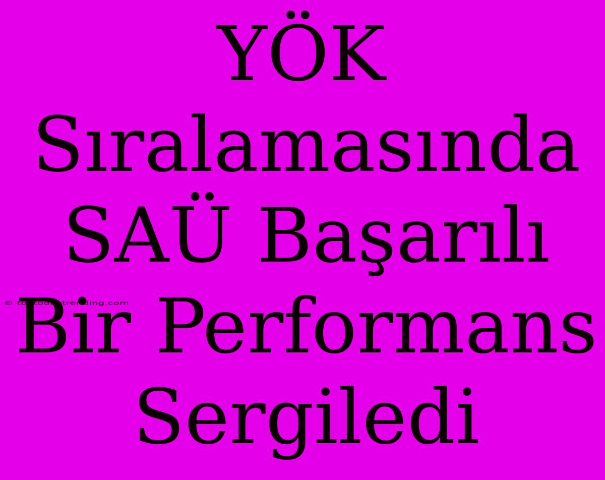 YÖK Sıralamasında SAÜ Başarılı Bir Performans Sergiledi