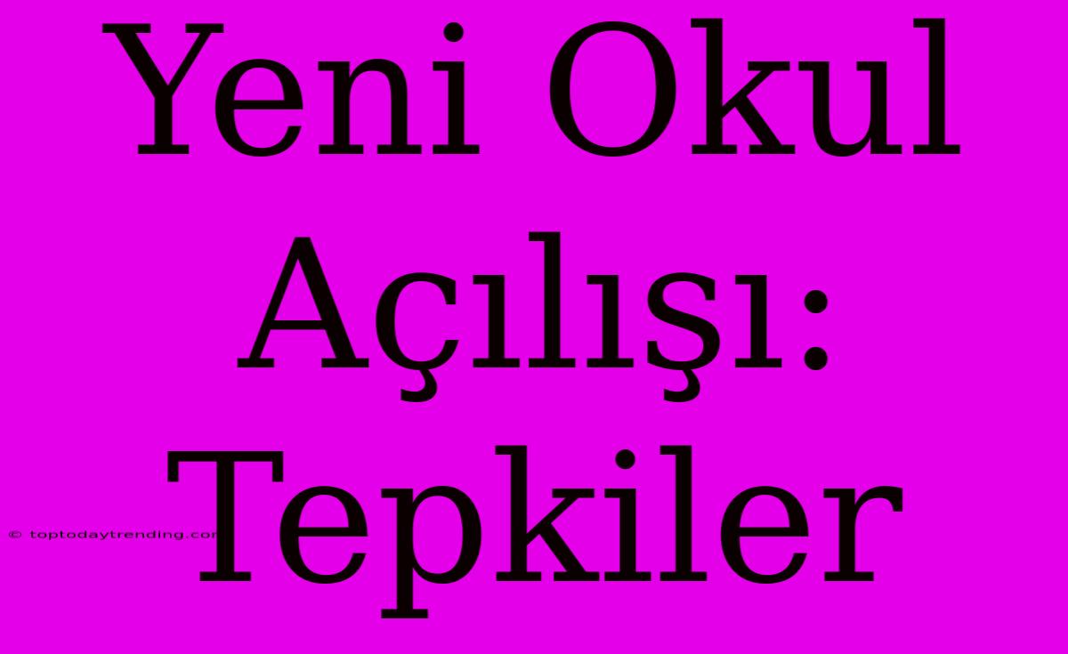 Yeni Okul Açılışı: Tepkiler