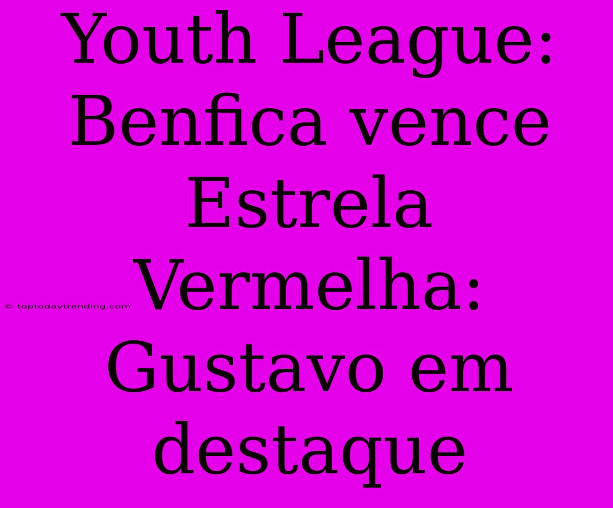 Youth League: Benfica Vence Estrela Vermelha: Gustavo Em Destaque