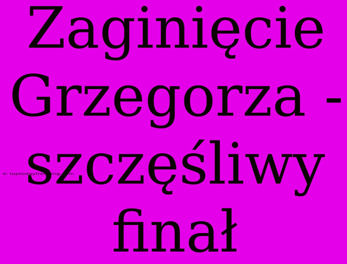 Zaginięcie Grzegorza - Szczęśliwy Finał