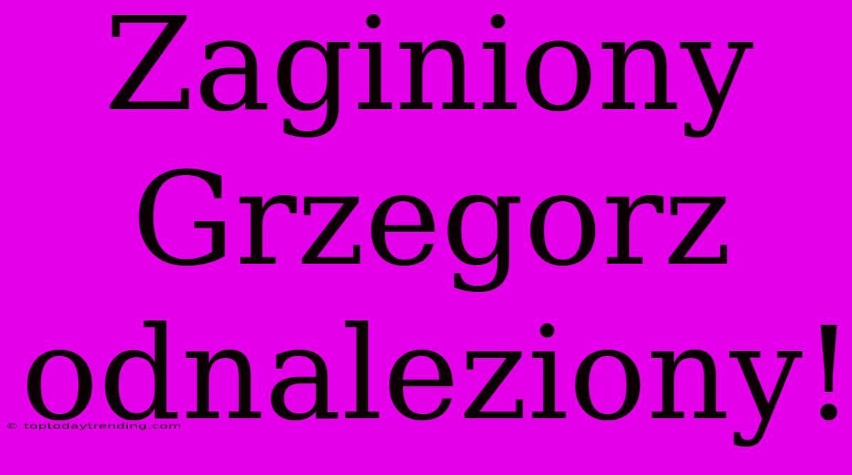 Zaginiony Grzegorz Odnaleziony!