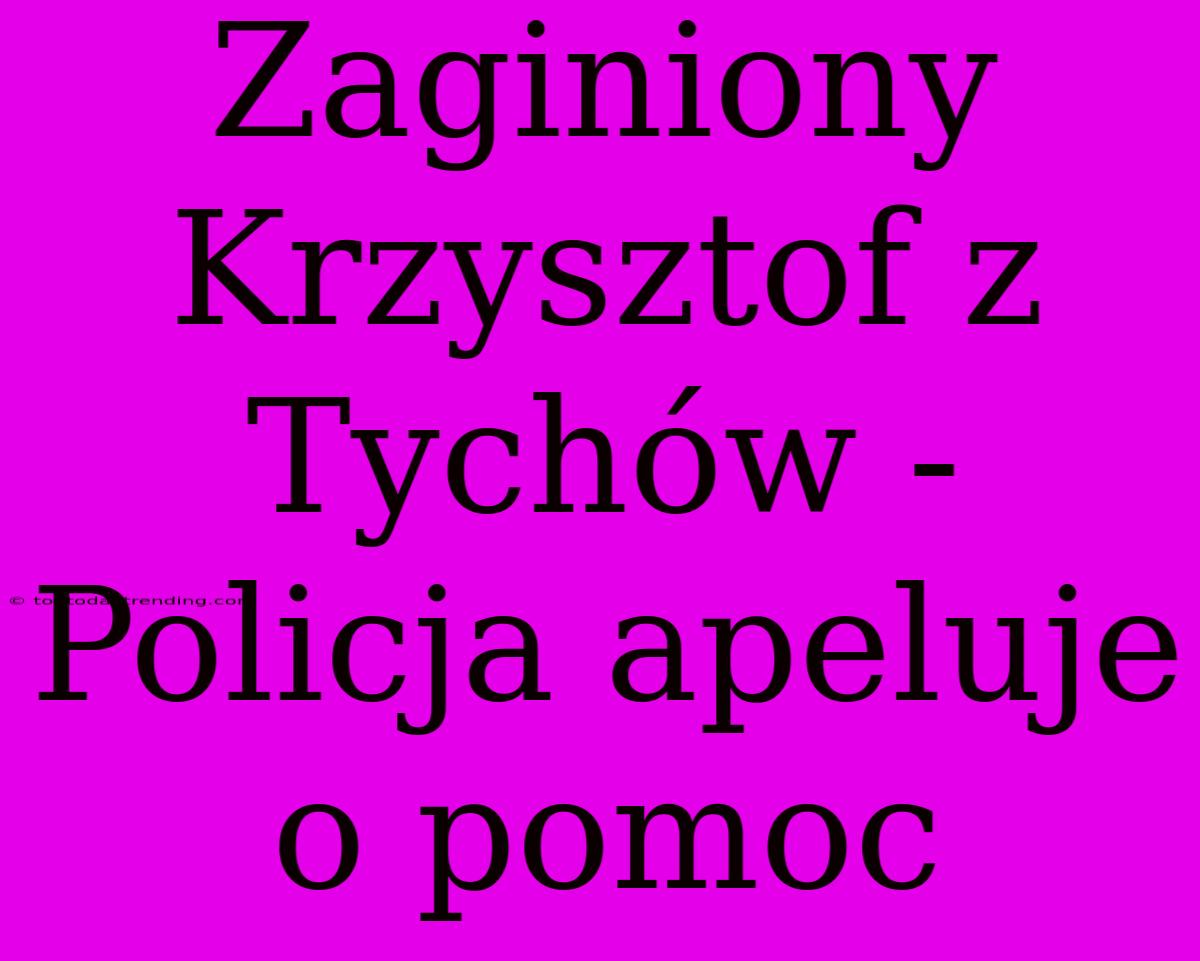 Zaginiony Krzysztof Z Tychów - Policja Apeluje O Pomoc