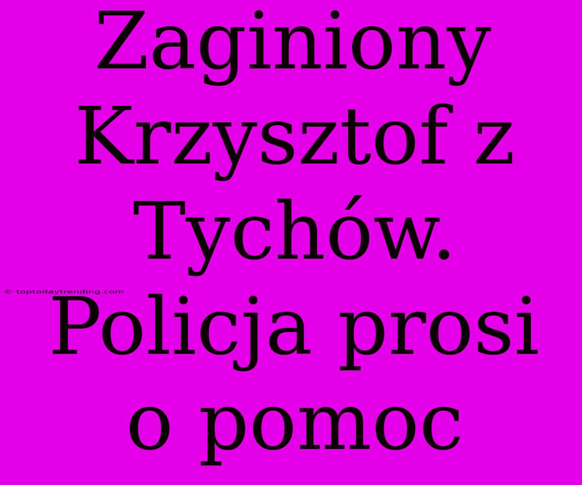 Zaginiony Krzysztof Z Tychów. Policja Prosi O Pomoc