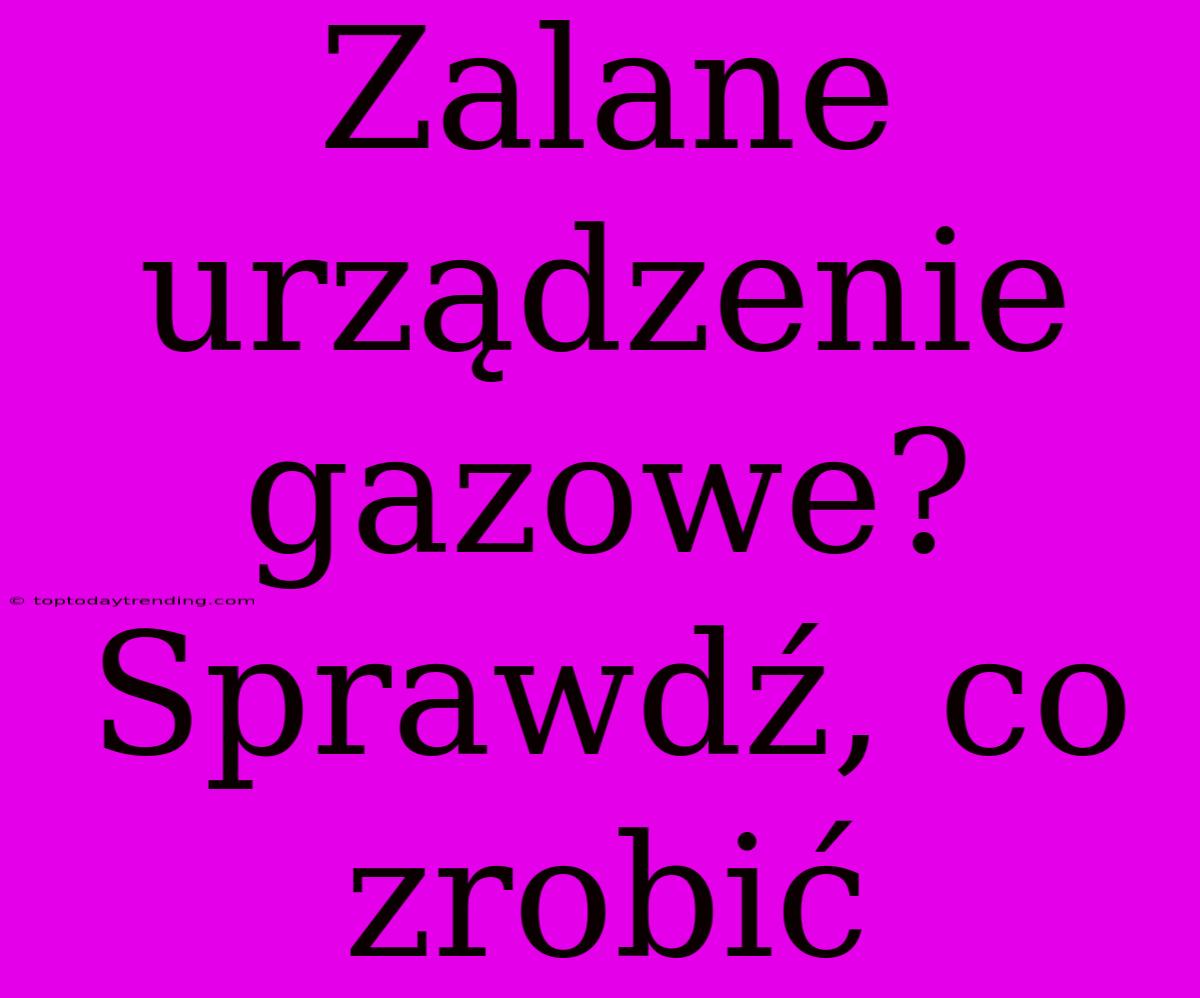 Zalane Urządzenie Gazowe? Sprawdź, Co Zrobić