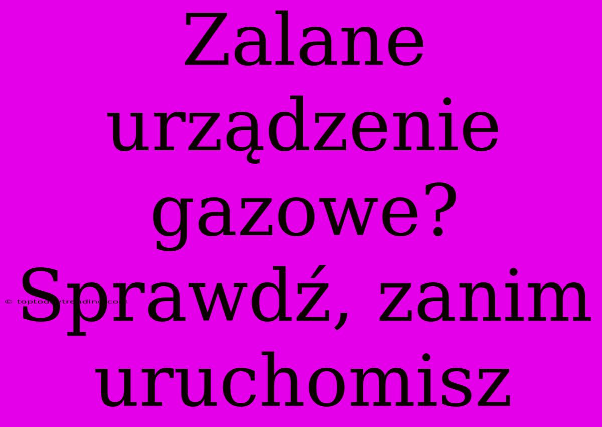 Zalane Urządzenie Gazowe? Sprawdź, Zanim Uruchomisz