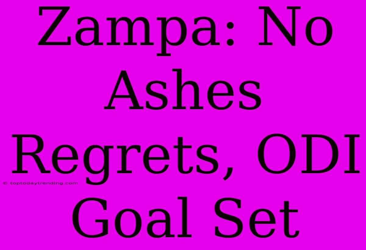 Zampa: No Ashes Regrets, ODI Goal Set