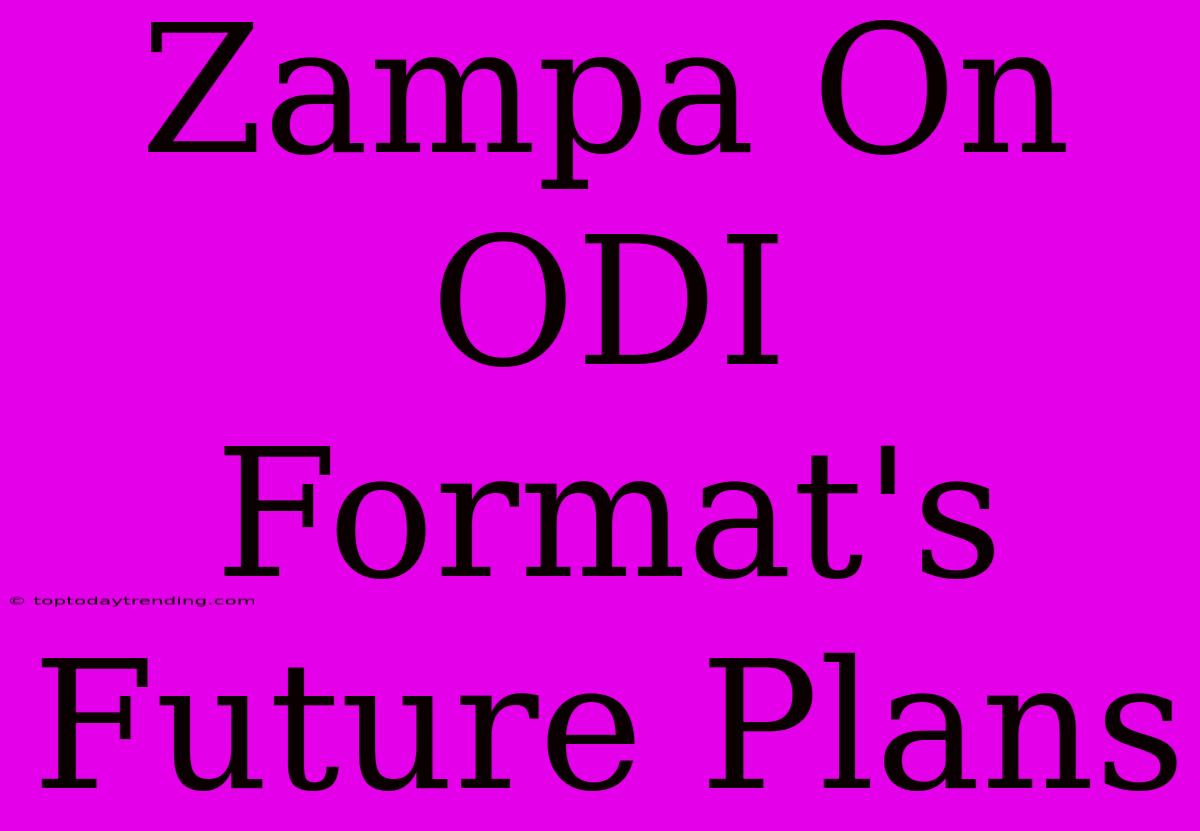 Zampa On ODI Format's Future Plans