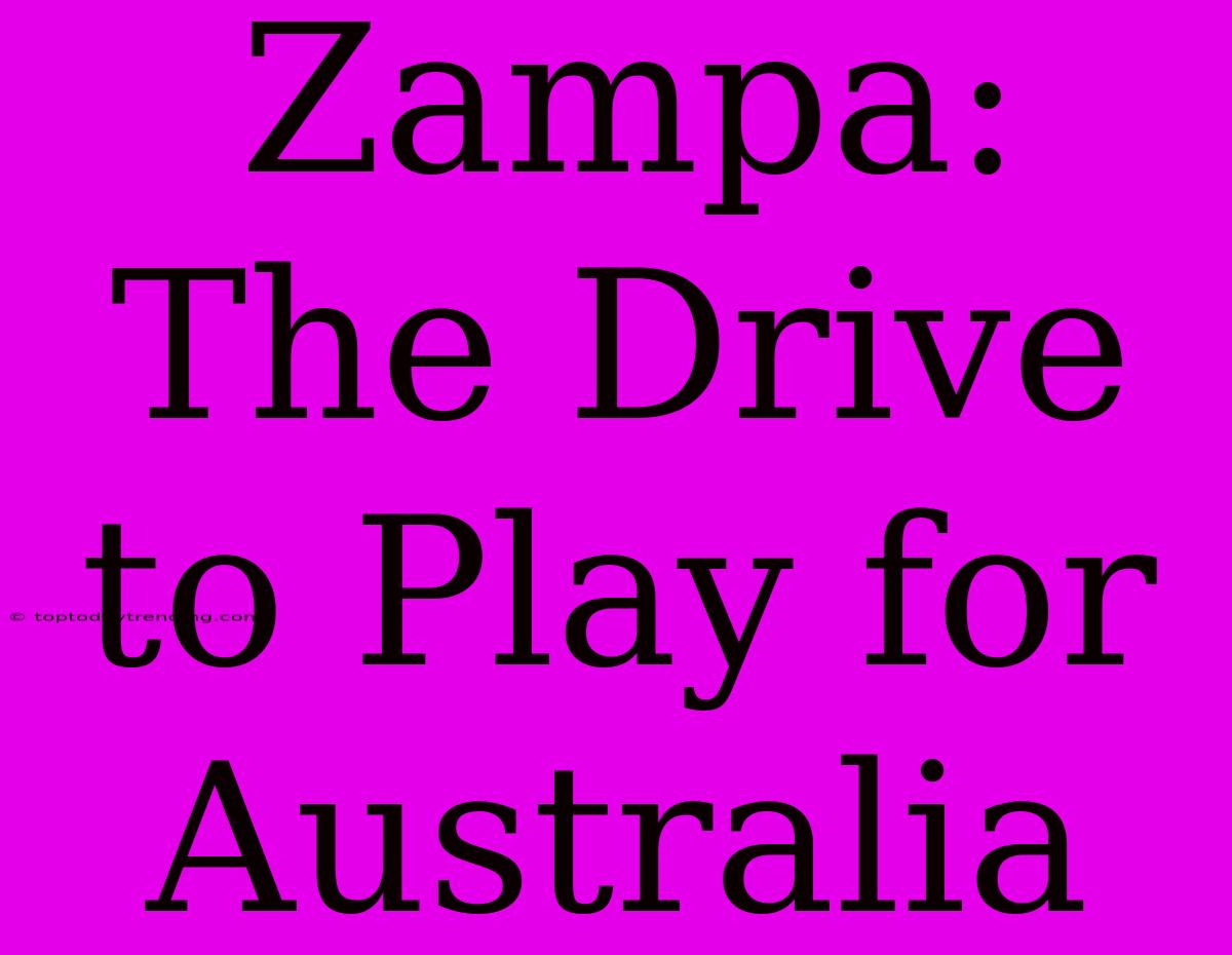 Zampa:  The Drive To Play For Australia