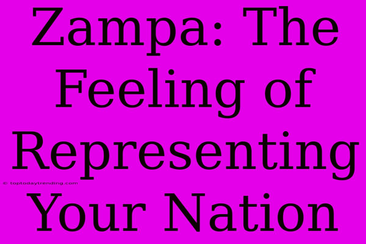 Zampa: The Feeling Of Representing Your Nation