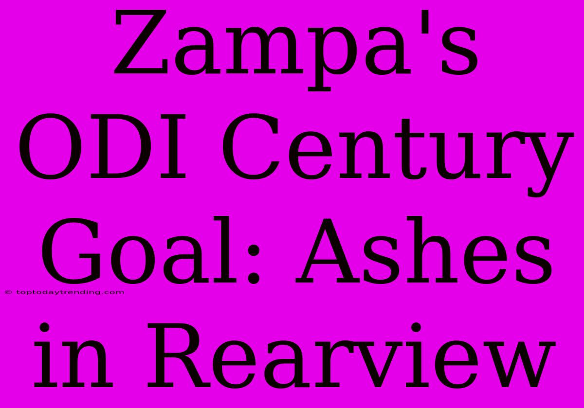 Zampa's ODI Century Goal: Ashes In Rearview