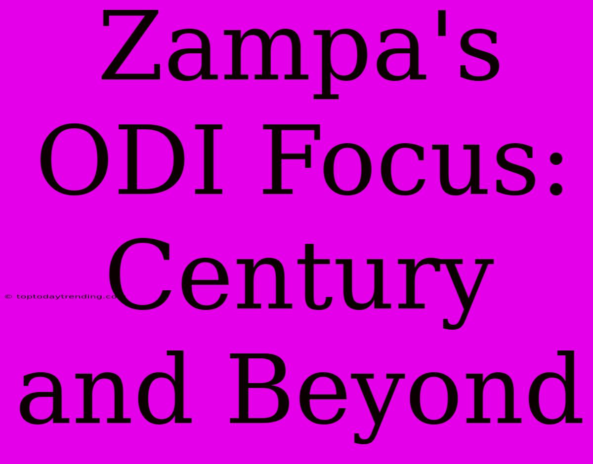 Zampa's ODI Focus: Century And Beyond