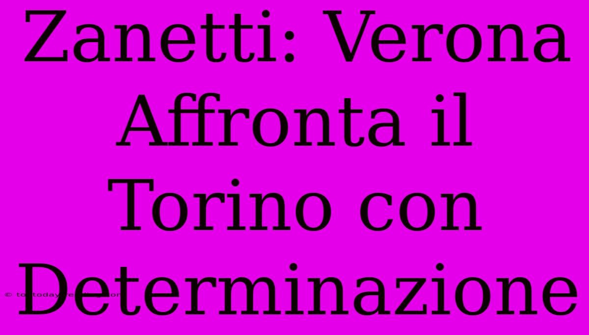 Zanetti: Verona Affronta Il Torino Con Determinazione