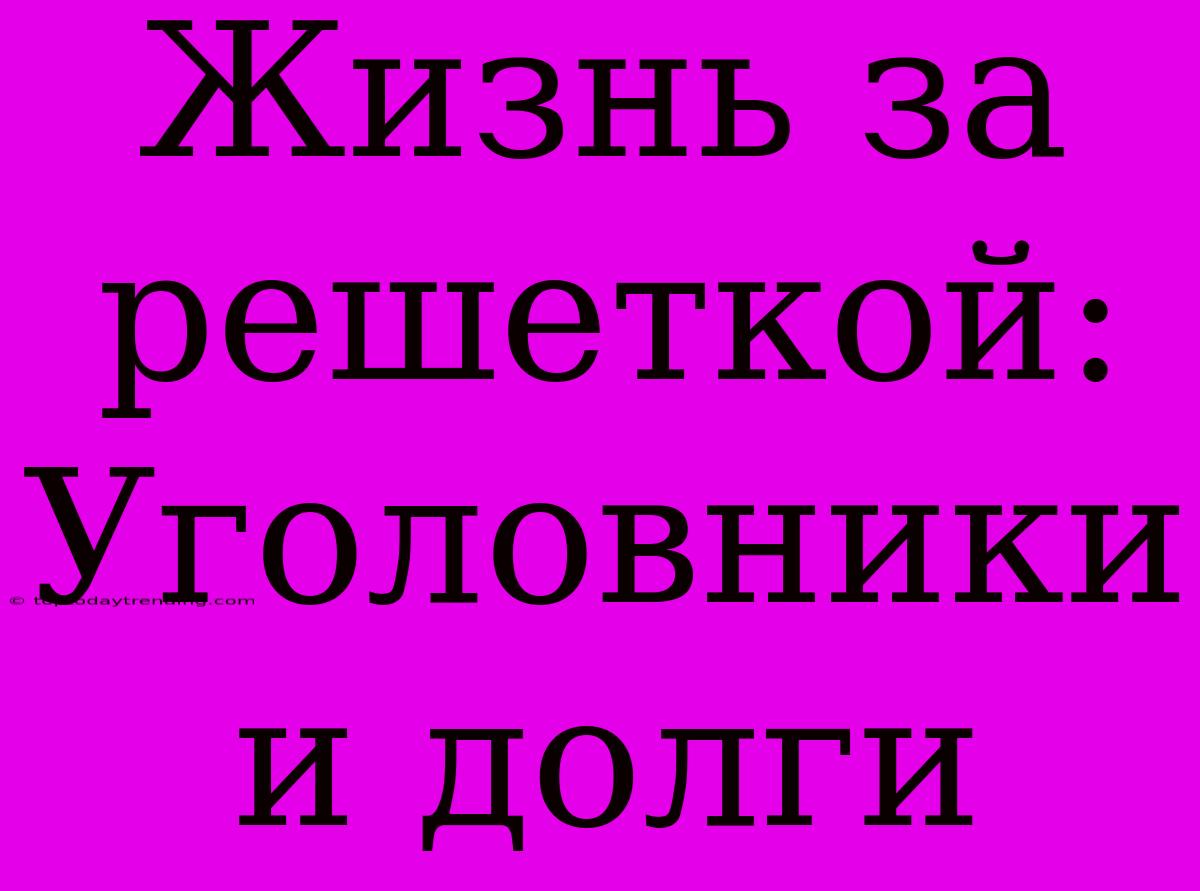 Жизнь За Решеткой: Уголовники И Долги