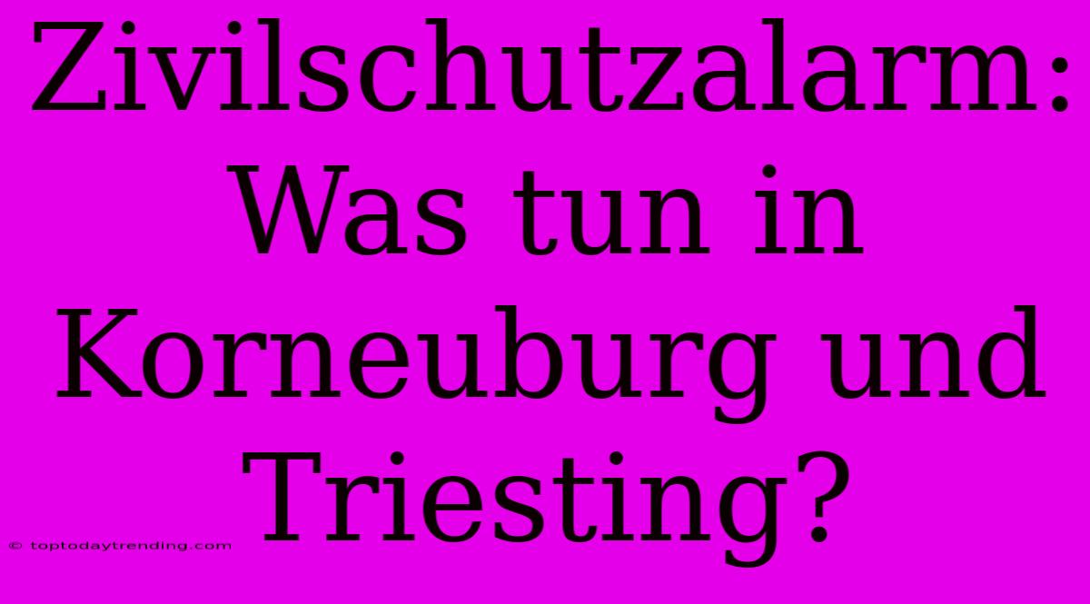 Zivilschutzalarm: Was Tun In Korneuburg Und Triesting?