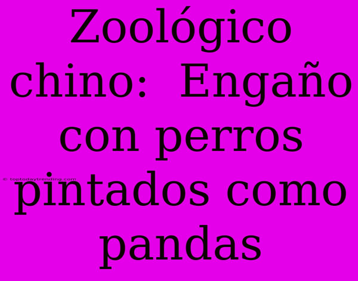 Zoológico Chino:  Engaño Con Perros Pintados Como Pandas