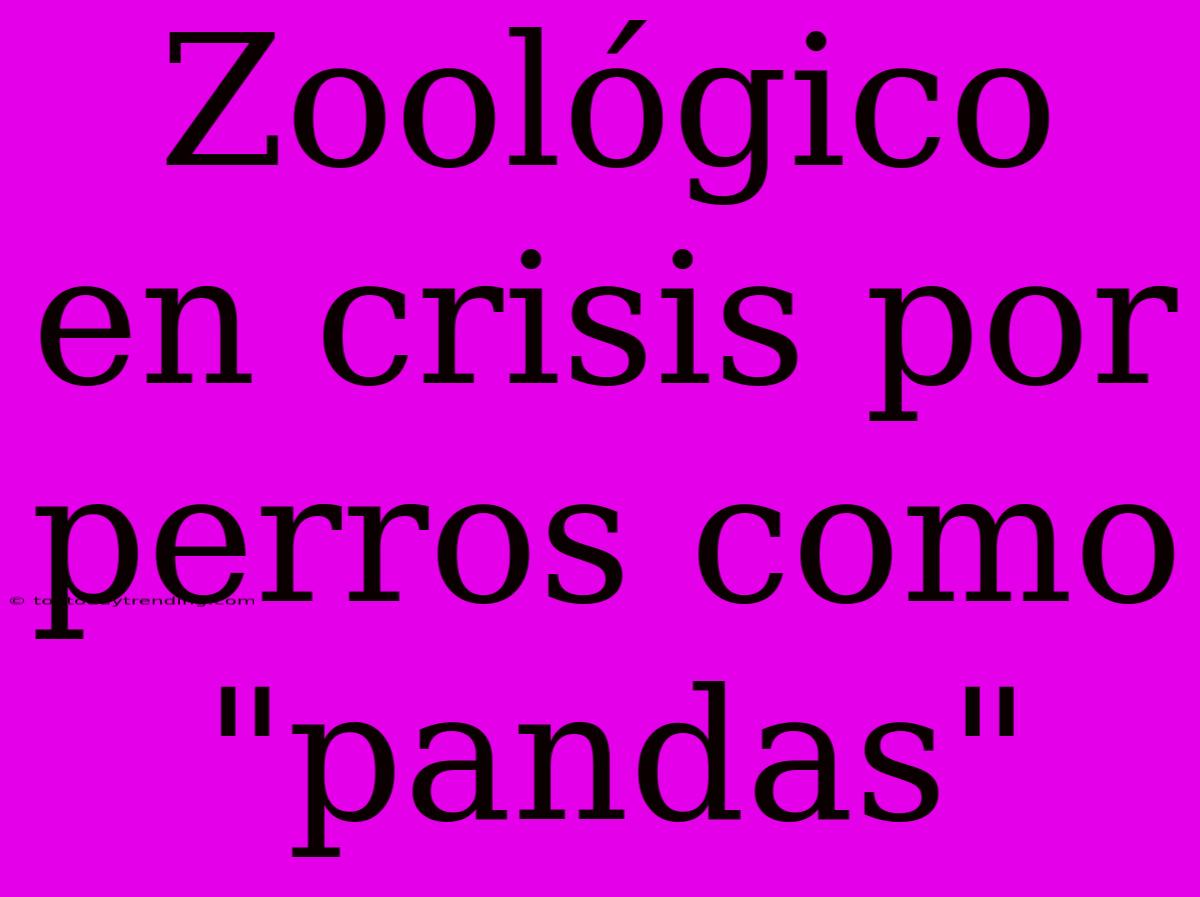 Zoológico En Crisis Por Perros Como 