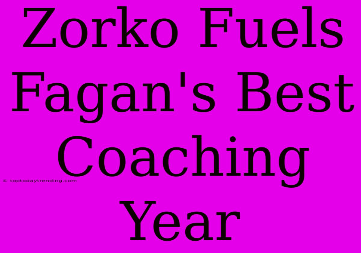 Zorko Fuels Fagan's Best Coaching Year