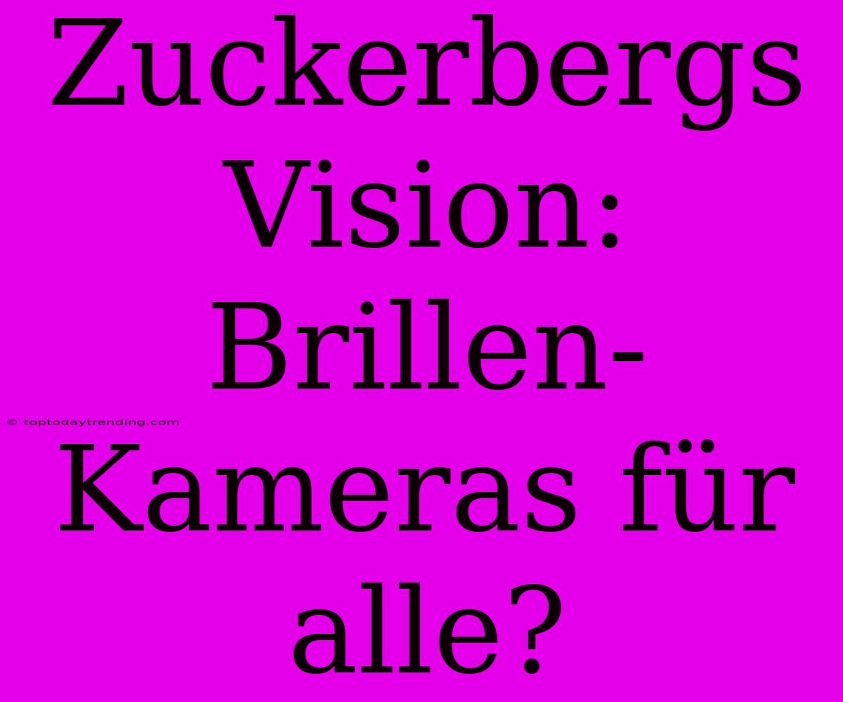 Zuckerbergs Vision: Brillen-Kameras Für Alle?