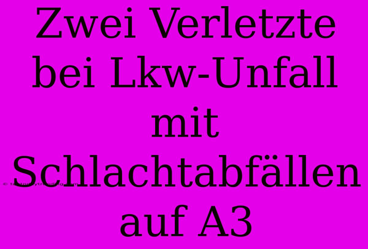 Zwei Verletzte Bei Lkw-Unfall Mit Schlachtabfällen Auf A3